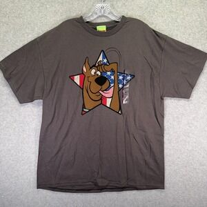 Scooby-Doo Shirt Mens XL Gray Patriotic Star USA Flag Cartoon Graphic Tee